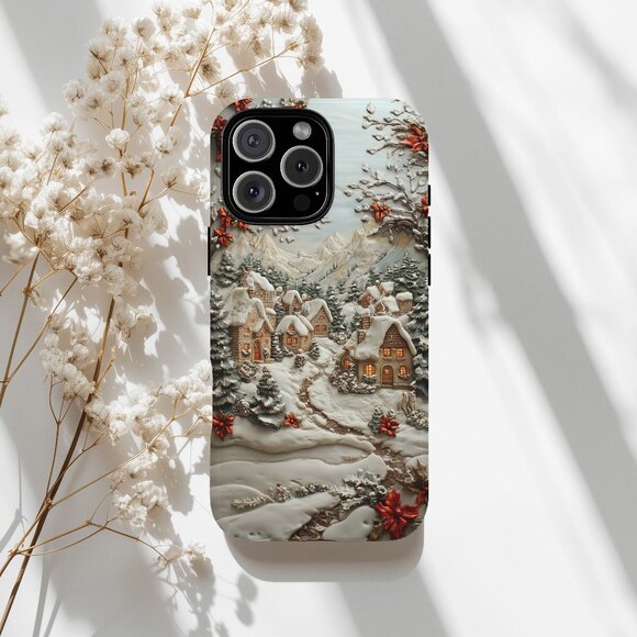 Christmas 3D Scene Landscape IPhone 16,15,14,13 (Pro Max,Pro,Plus) Phone Case - Picture 1 of 13